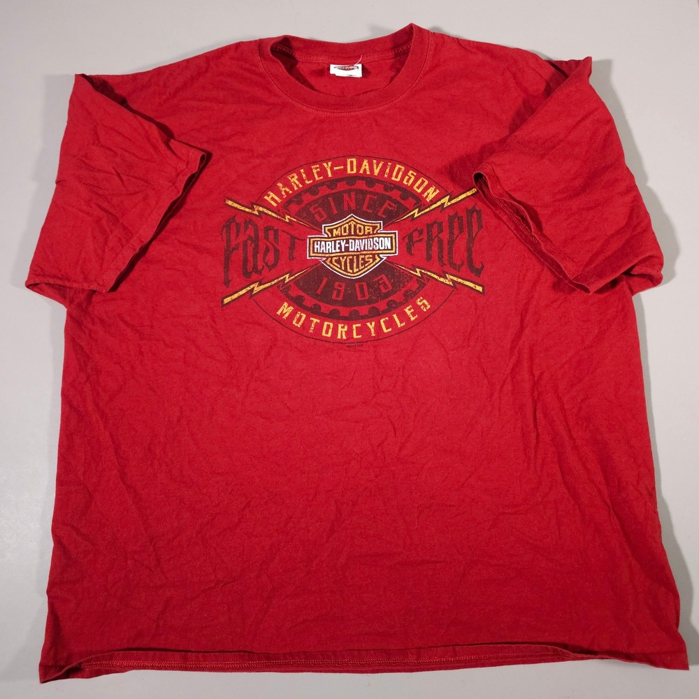 Harley Davidson Graphic T-Shirt Mens 3XL Red Fast Free Sheldons Auburn MA